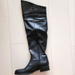 David Tyler leather over knee tall boots black like New